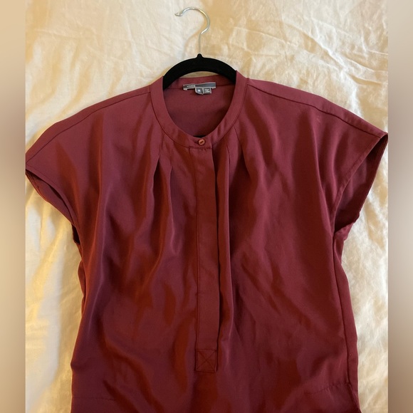 Vince Burgundy Knee-Length Silk Shirt Dress, Size M - Picture 2 of 4